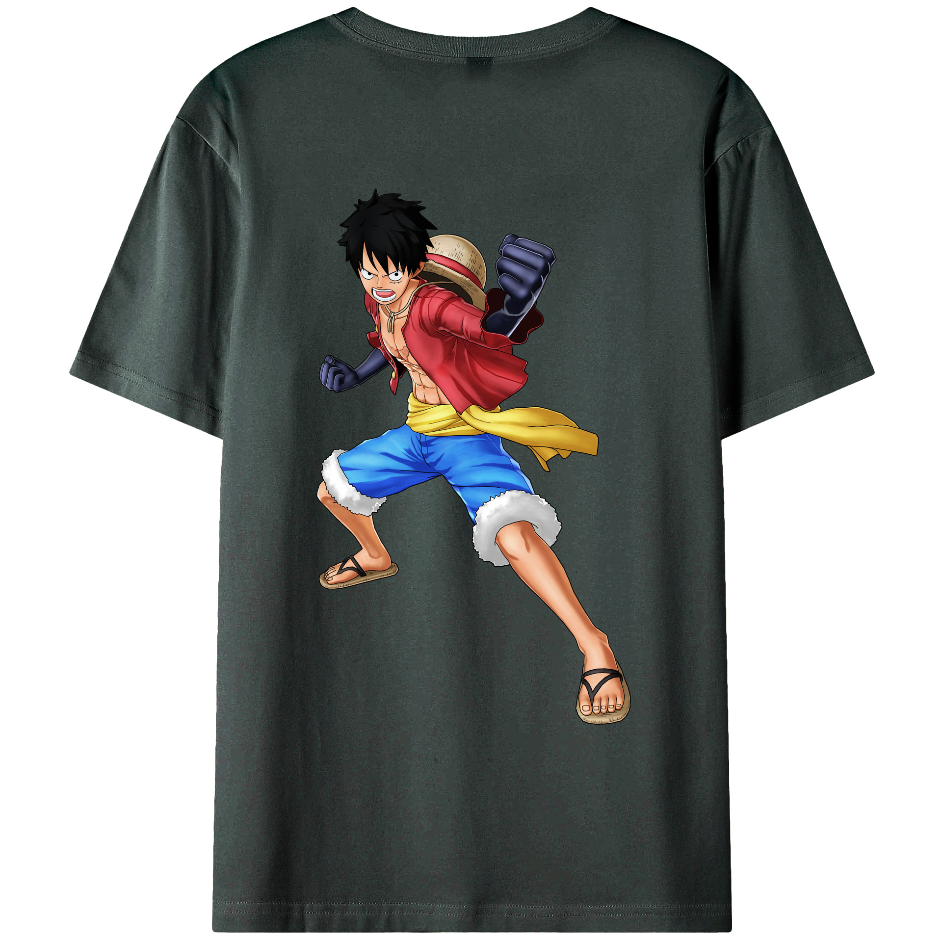 ワンピース モンキー・D・ルフィ ONE PIECE Monkey D. Luffy 綿100％ メンズ半袖Tシャツ（バックプリント） 通気性